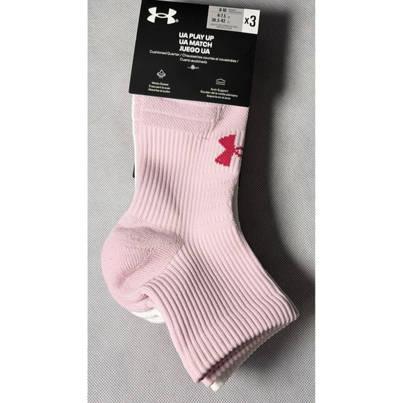 Under Armour Other - Under Armour Play Up Cushioned Quarter Women's Medium Socks - 3 Pair - Size 6-10